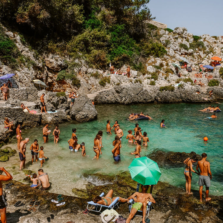 Beach goers enjoying the Italian sun in Puglia