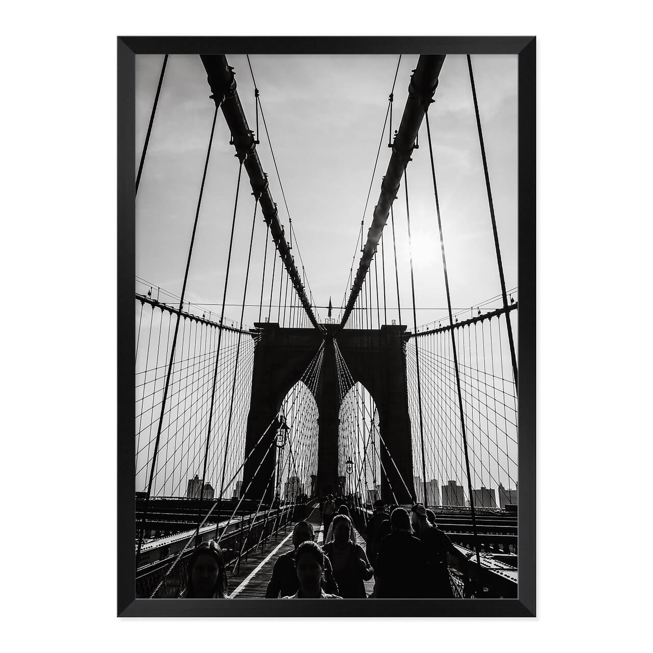 Black & White Brooklyn Bridge Photo Print in A2 Black Frame