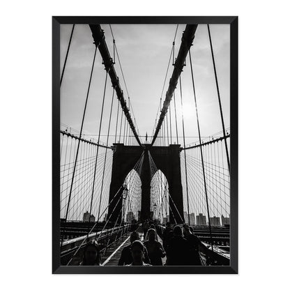 Black & White Brooklyn Bridge Photo Print in A2 Black Frame
