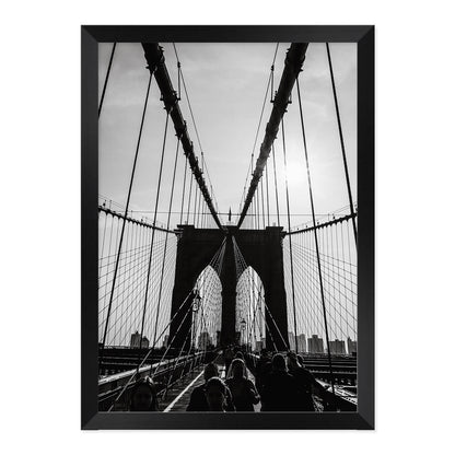 Black & White Brooklyn Bridge Photo Print in A3 Black Frame