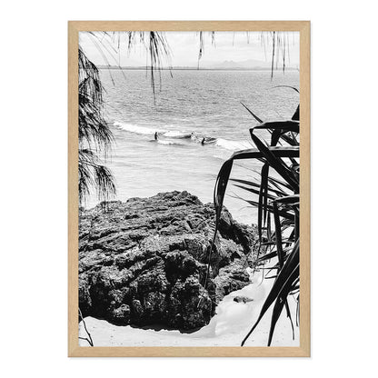 Black & White Byron Bliss Photo Print in A2 Natural Timber Frame