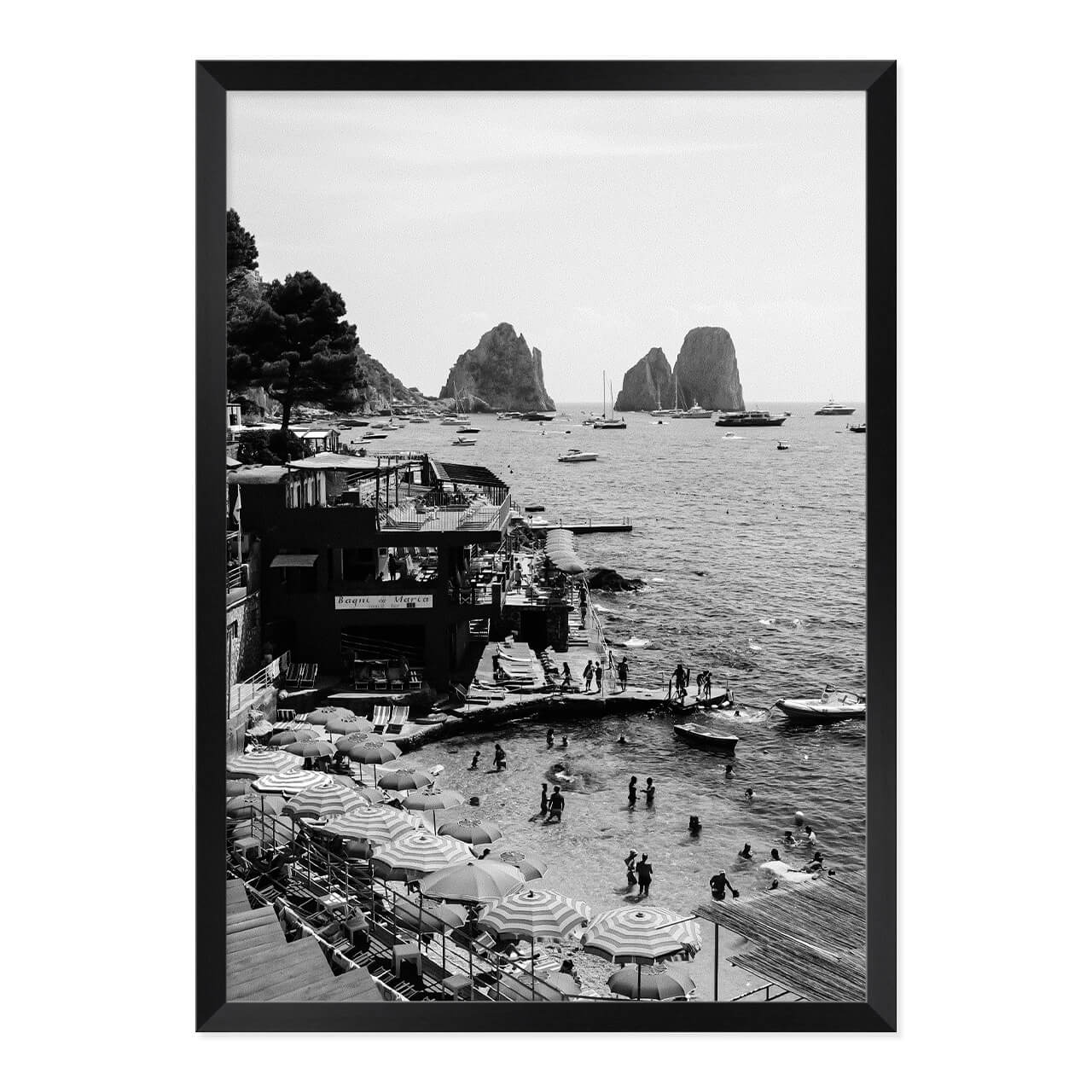 Black & White Capri Print A2 Black Frame