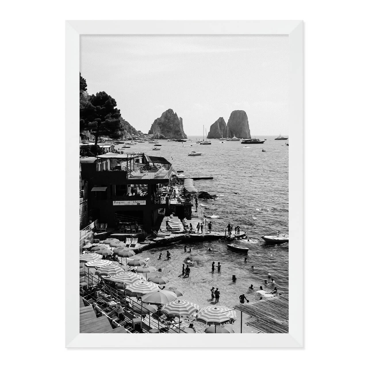 Black & White Capri Print A3 White Frame