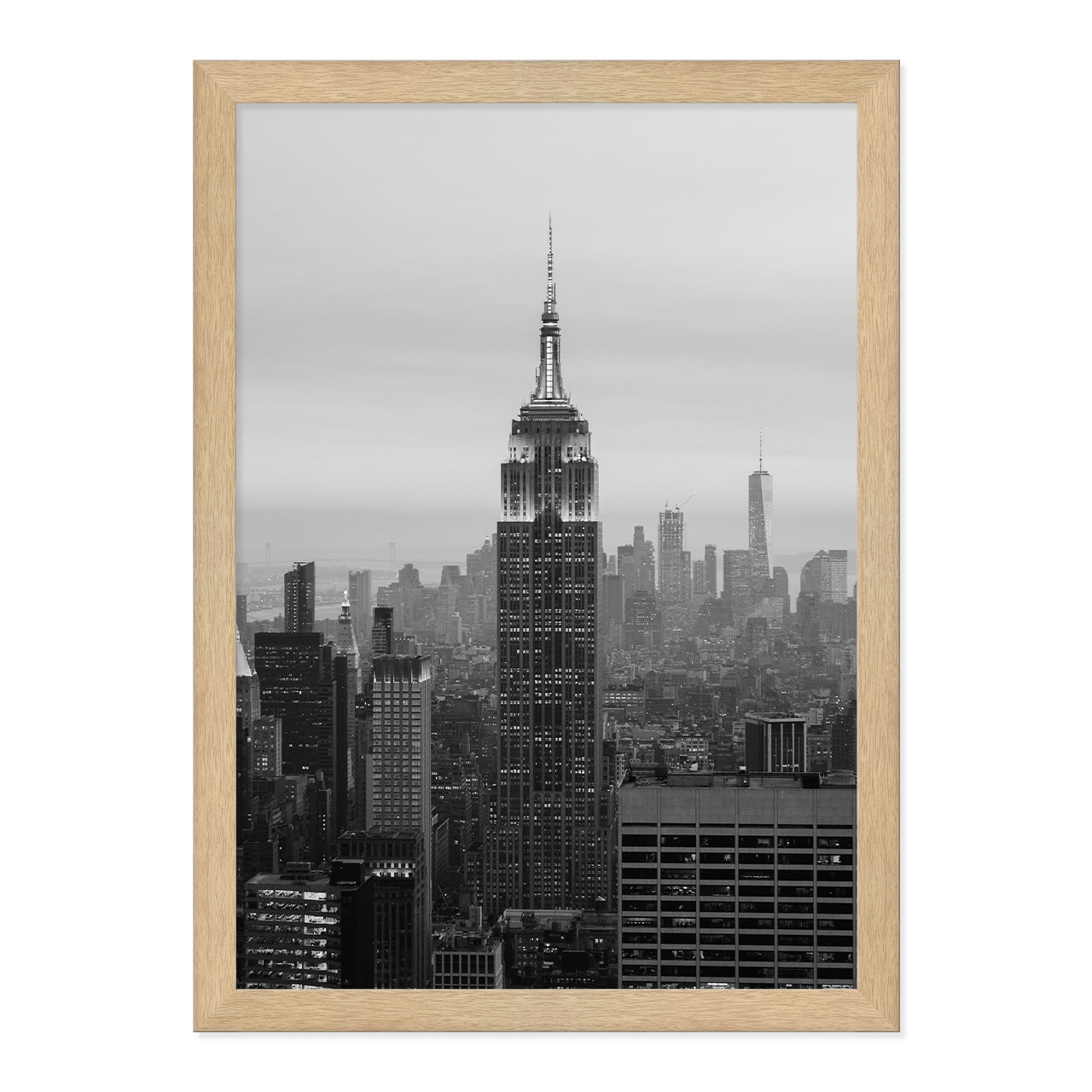 Black & White New York Print A3 Natural Timber Frame