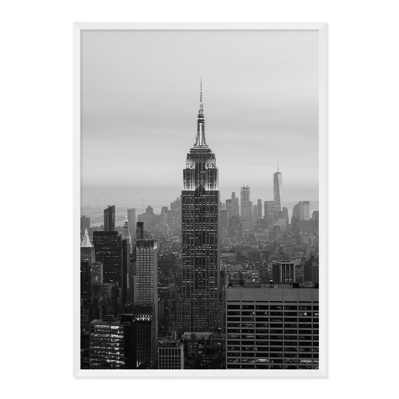 Black & White New York Print A1 White Frame