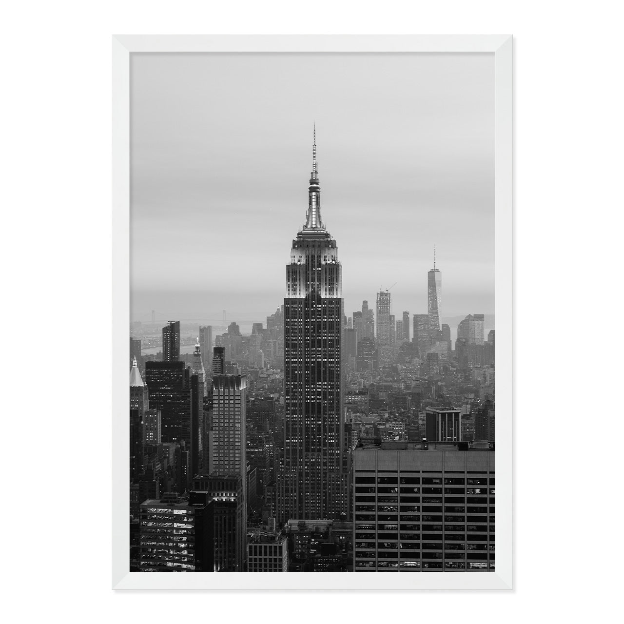 Black & White New York Print A2 White Frame