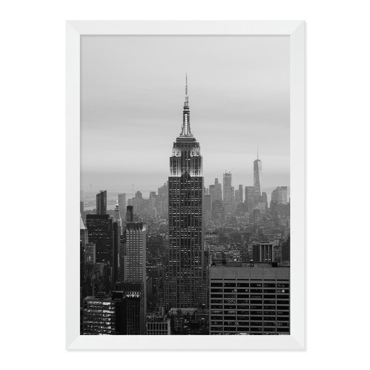 Black & White New York Print A3 White Frame