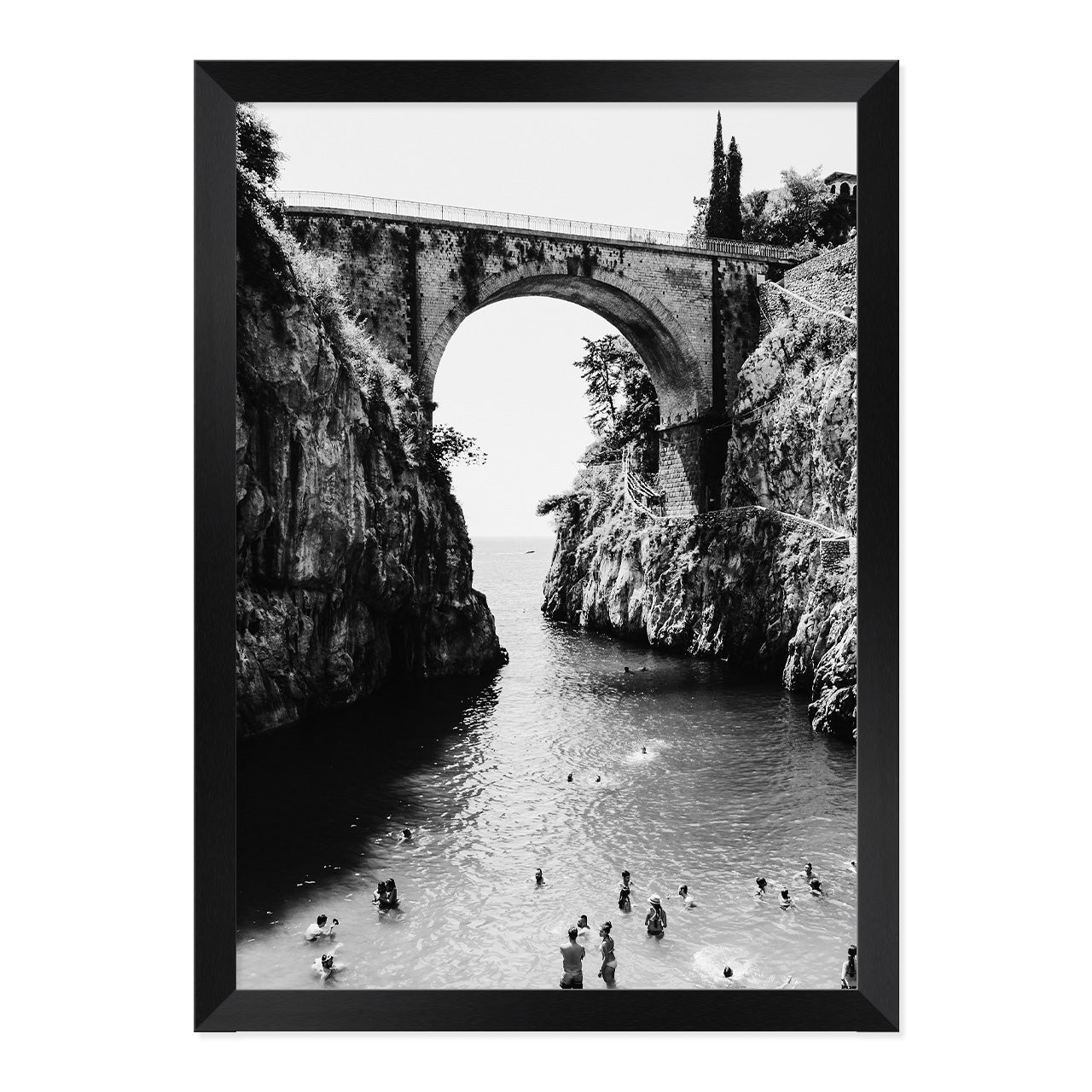 Black & White Fiordo di Furore Photo Print A3 Black Frame
