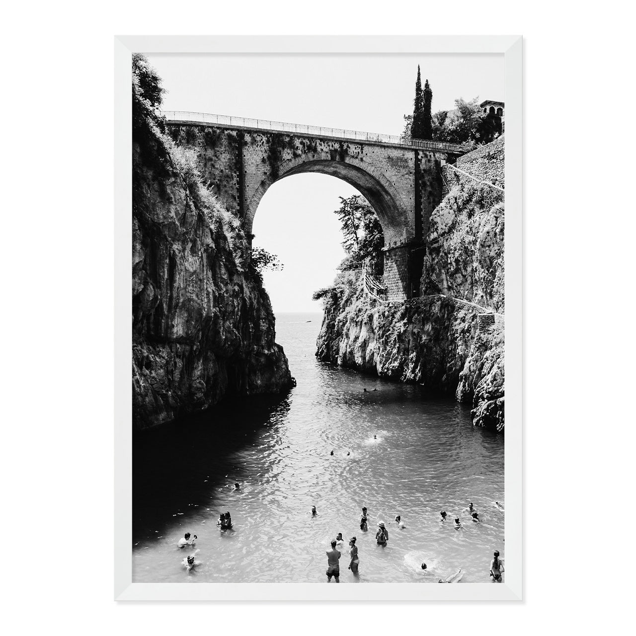 Black & White Fiordo di Furore Photo Print A2 White Frame
