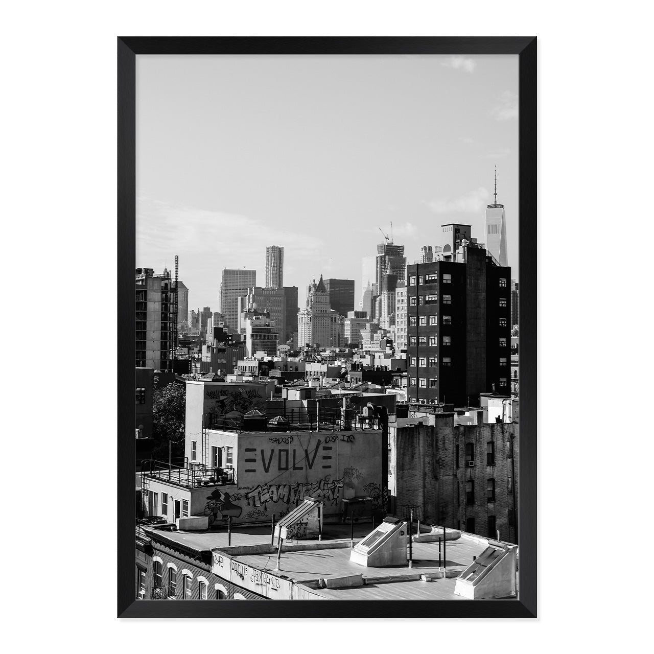 Black & White Lower East Side Photo Print A2 Black Frame