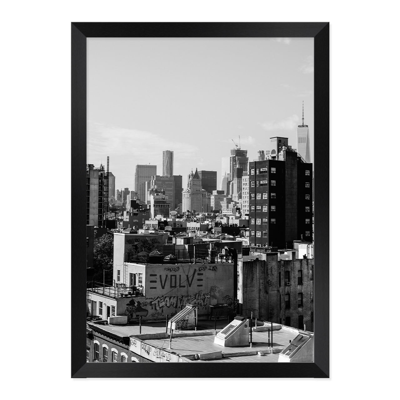 Black & White Lower East Side Photo Print A3 Black Frame