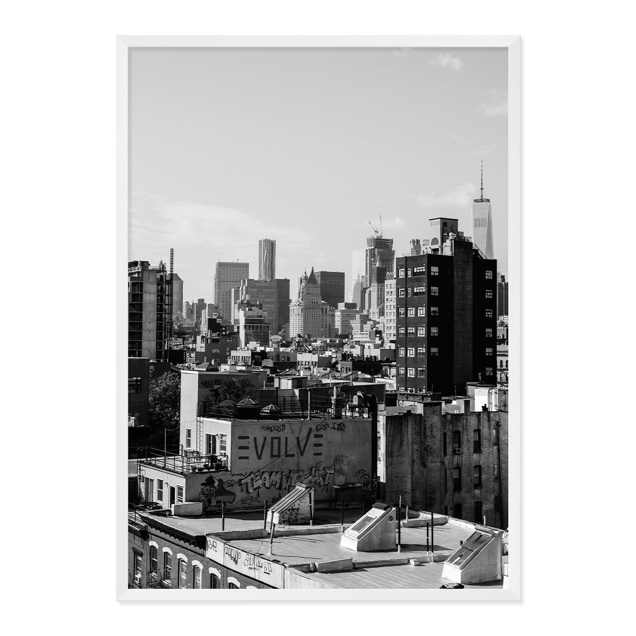 Black & White Lower East Side Photo Print A1 White Frame
