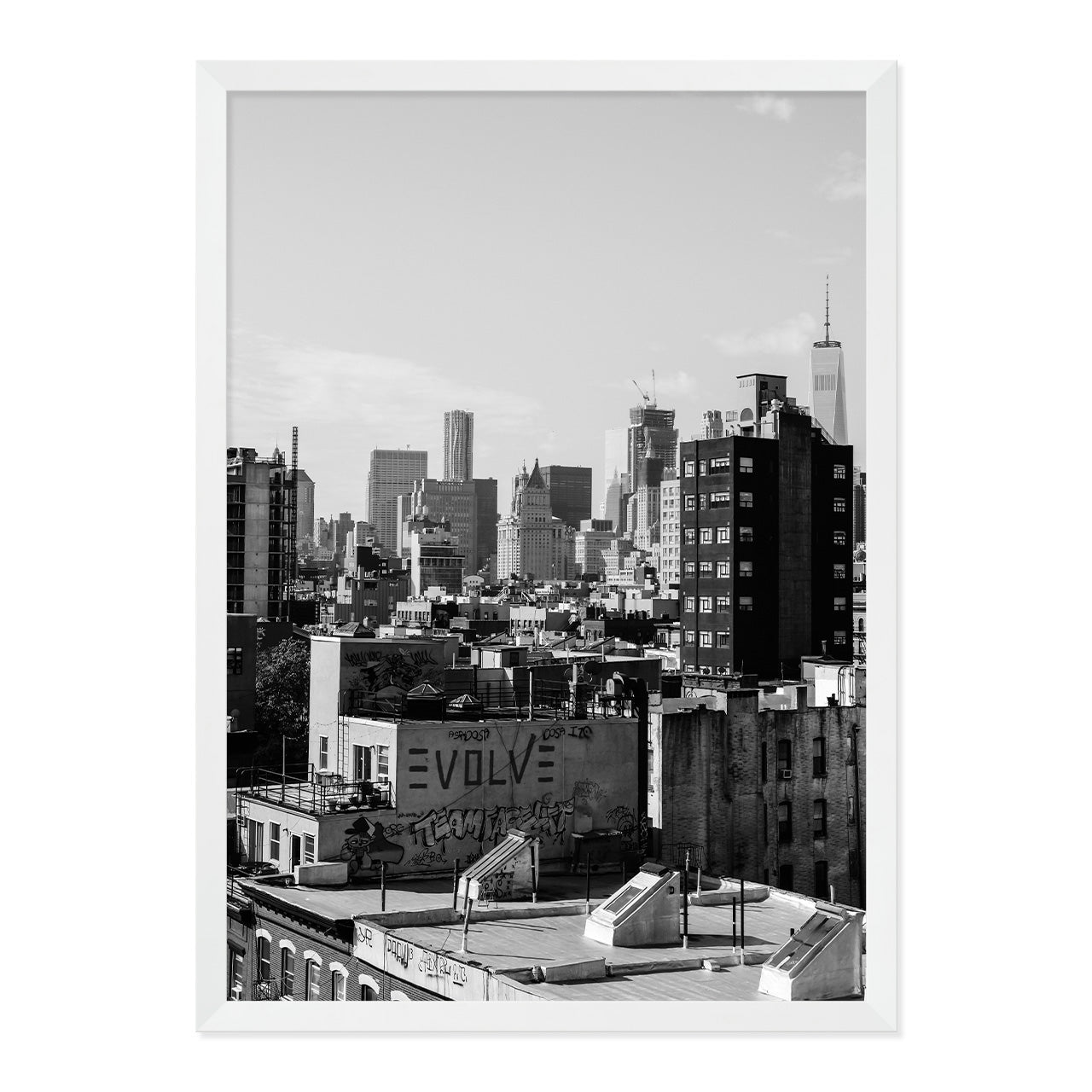 Black & White Lower East Side Photo Print A2 White Frame