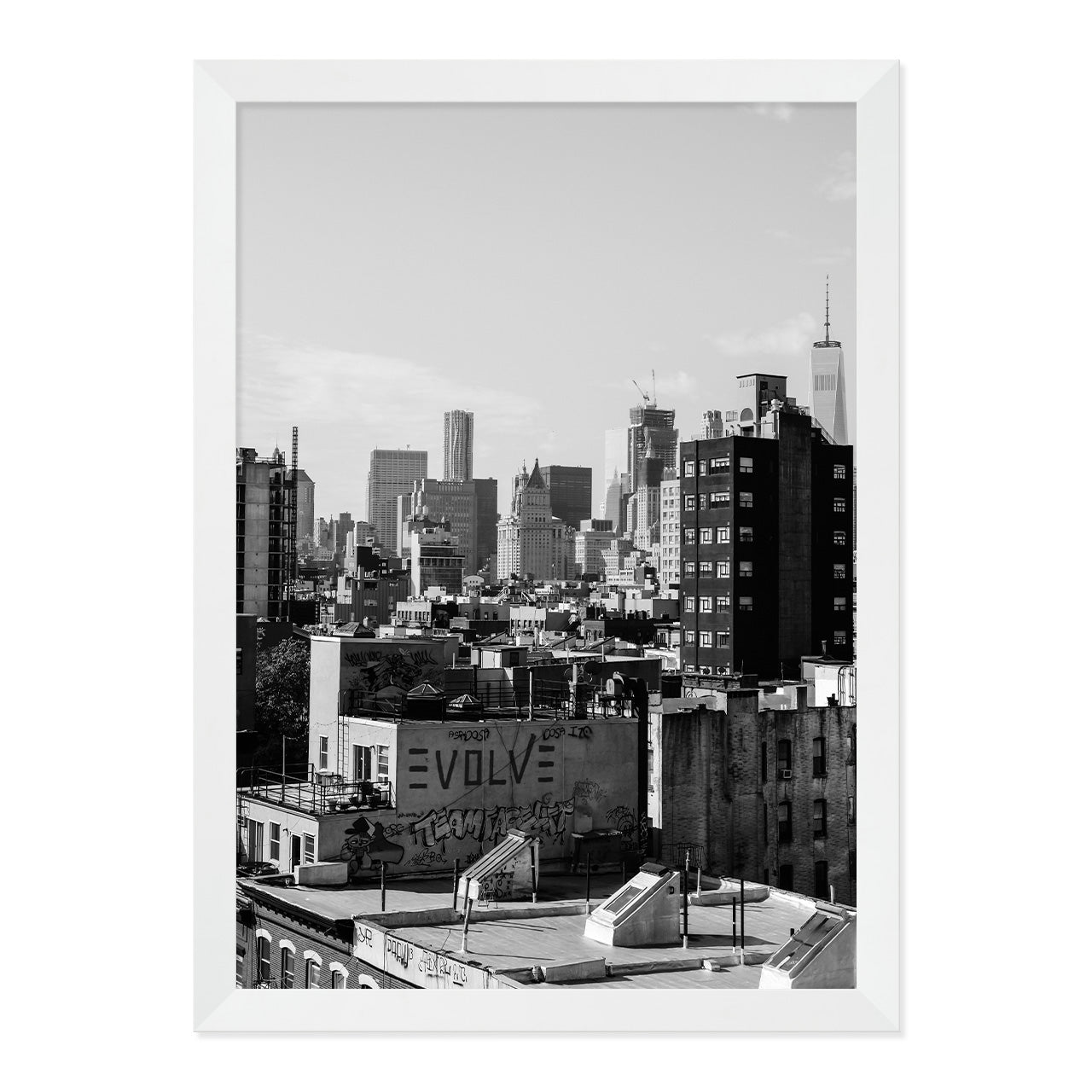 Black & White Lower East Side Photo Print A3 White Frame
