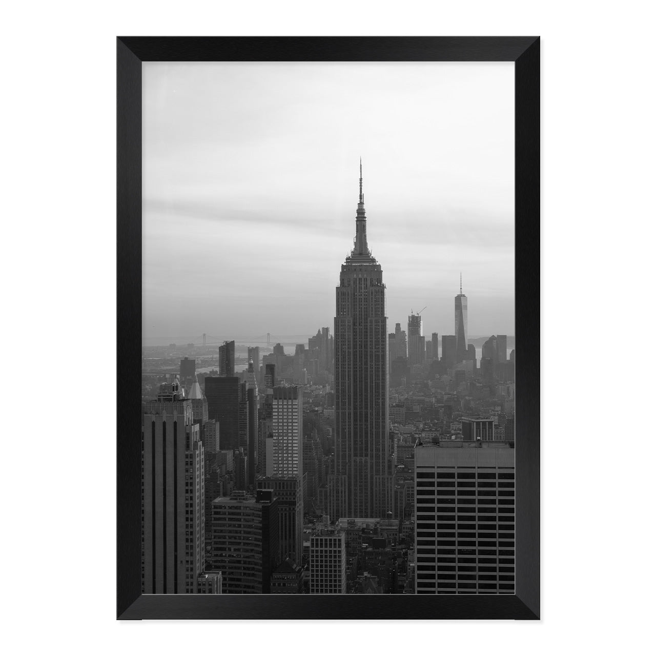Black & White Manhattan Photo Print A3 Black Frame