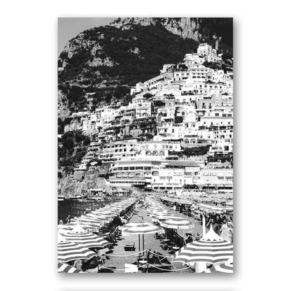 Black & White Positano Beach Photo Print