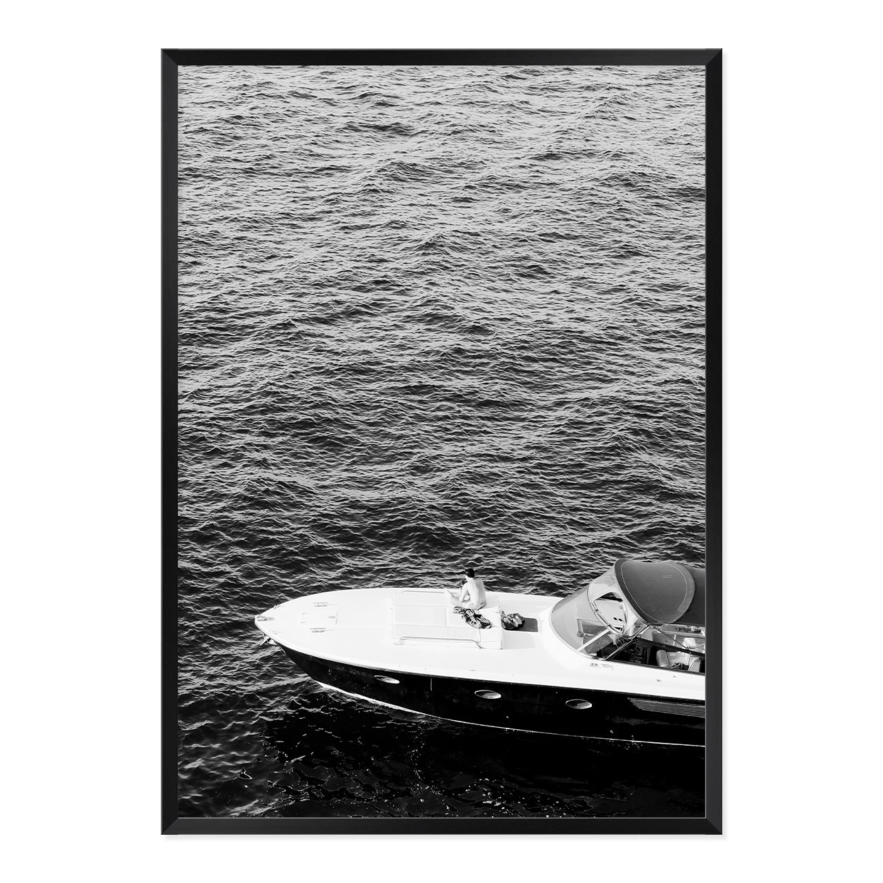 Black & White Speedboat Photo Print A1 Black Frame