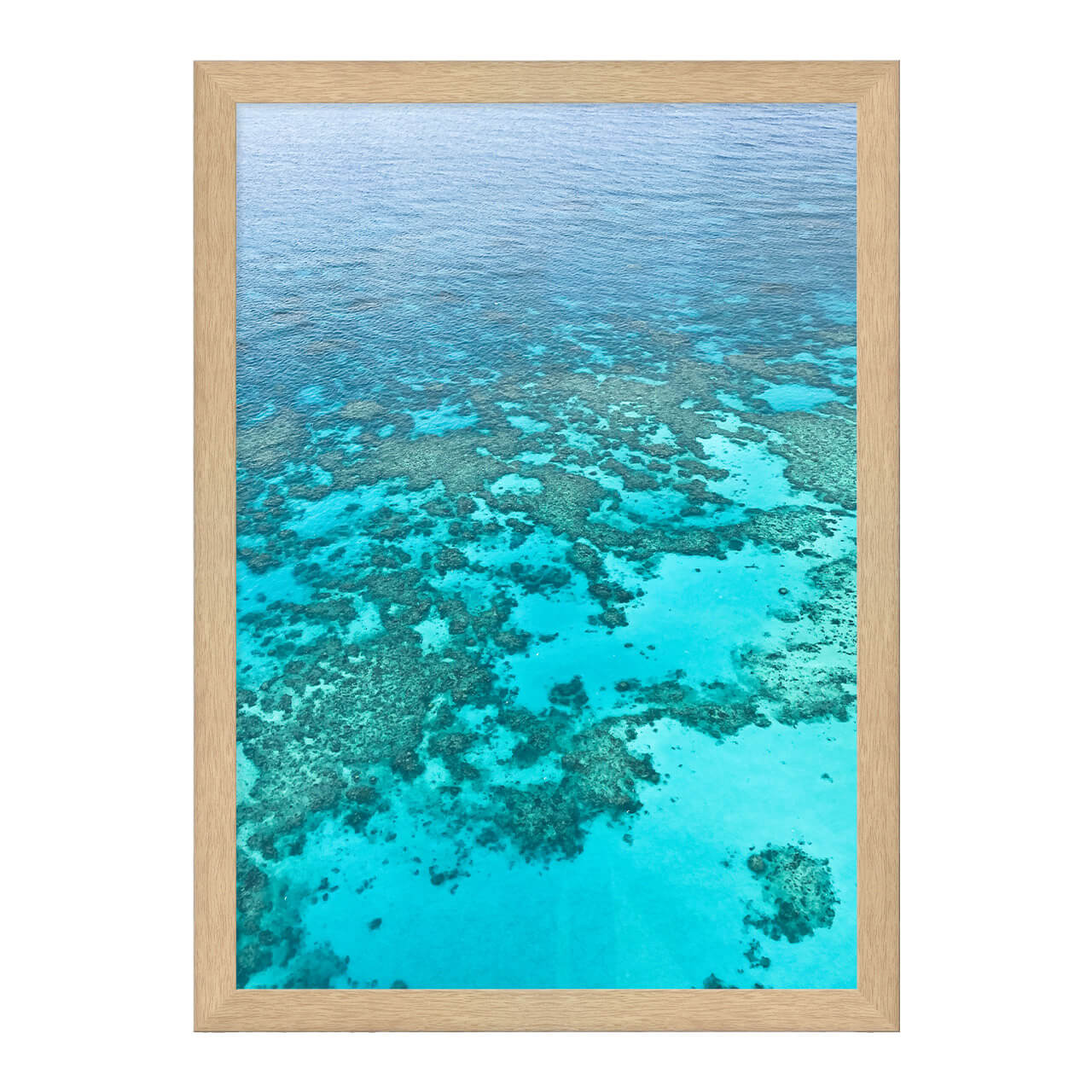 Barrier Reef Photo Print A3 Natural Timber Frame