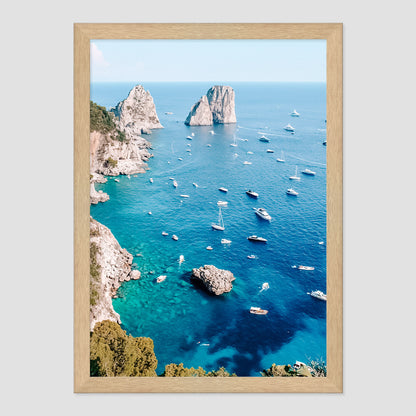 Blue Views Photo Print A3 Natural Timber Frame