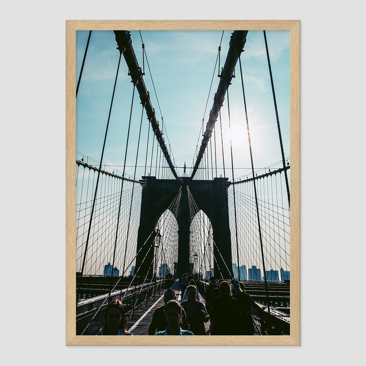 Brooklyn Bridge Photo Print A2 Natural Timber Frame