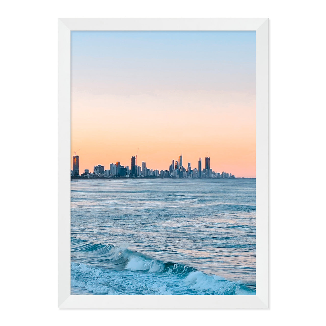 Burleigh Sunsets Photo Print A3 White Frame