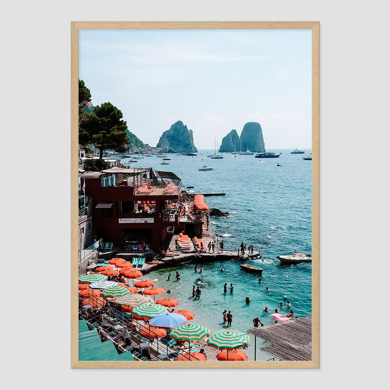 Colours of Capri Photo Print A1 Natural Timber Frame