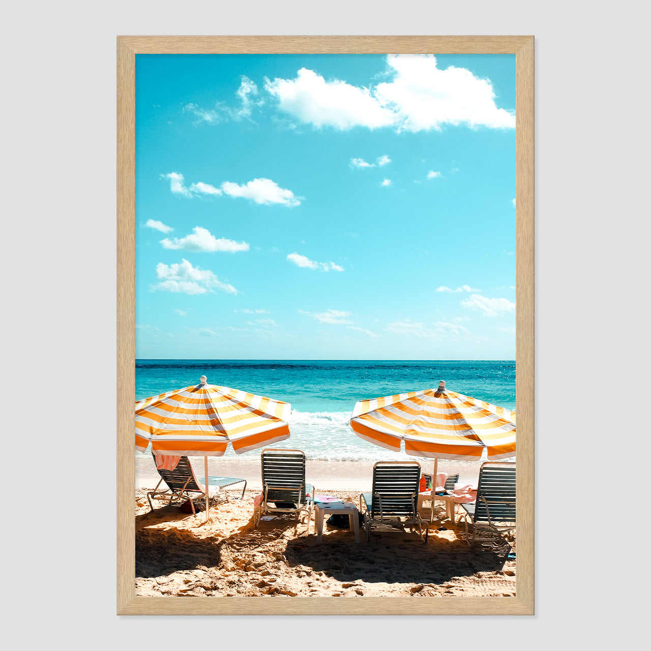 Day at the Beach Photo Print A2 Natural Timber Frame