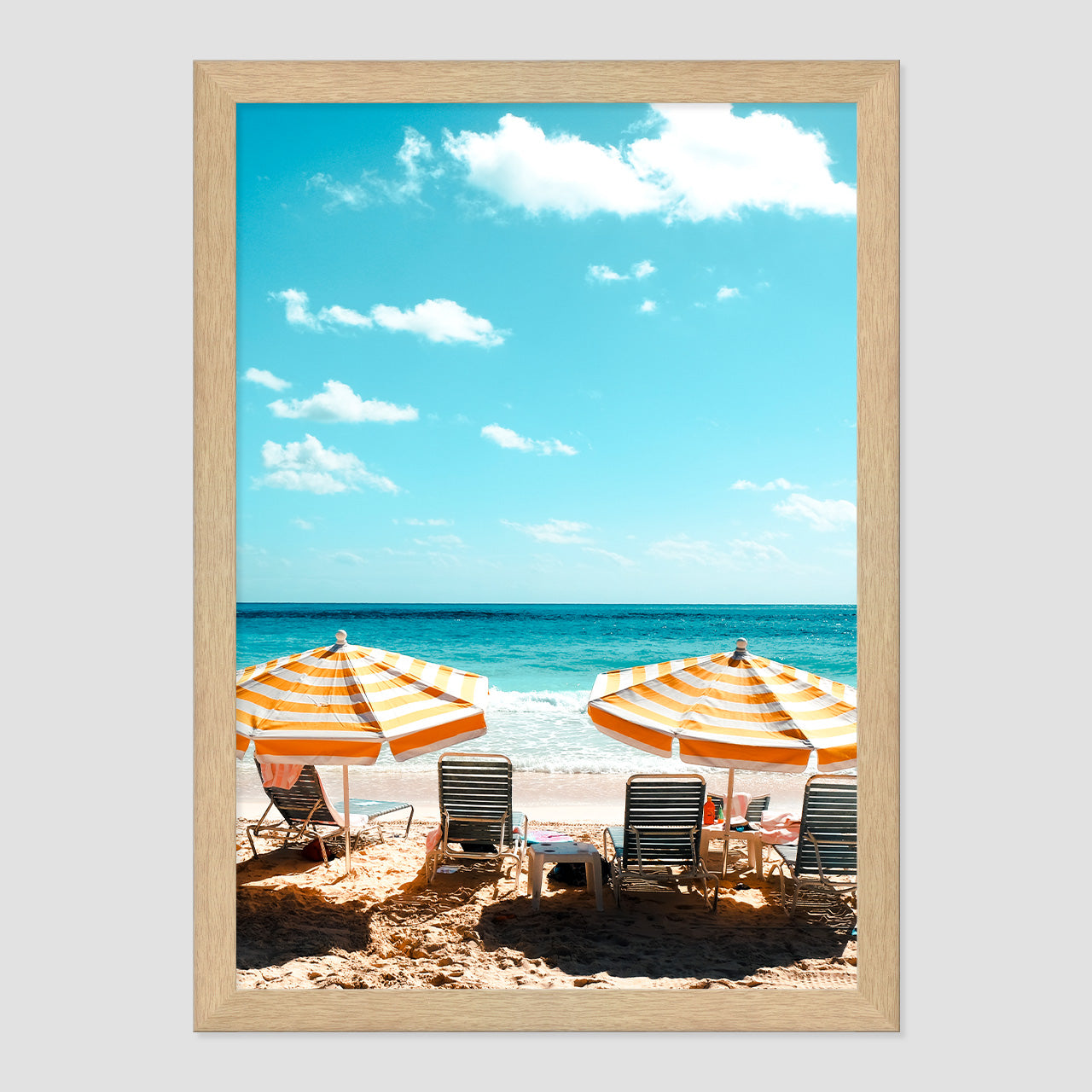 Day at the Beach Photo Print A3 Natural Timber Frame