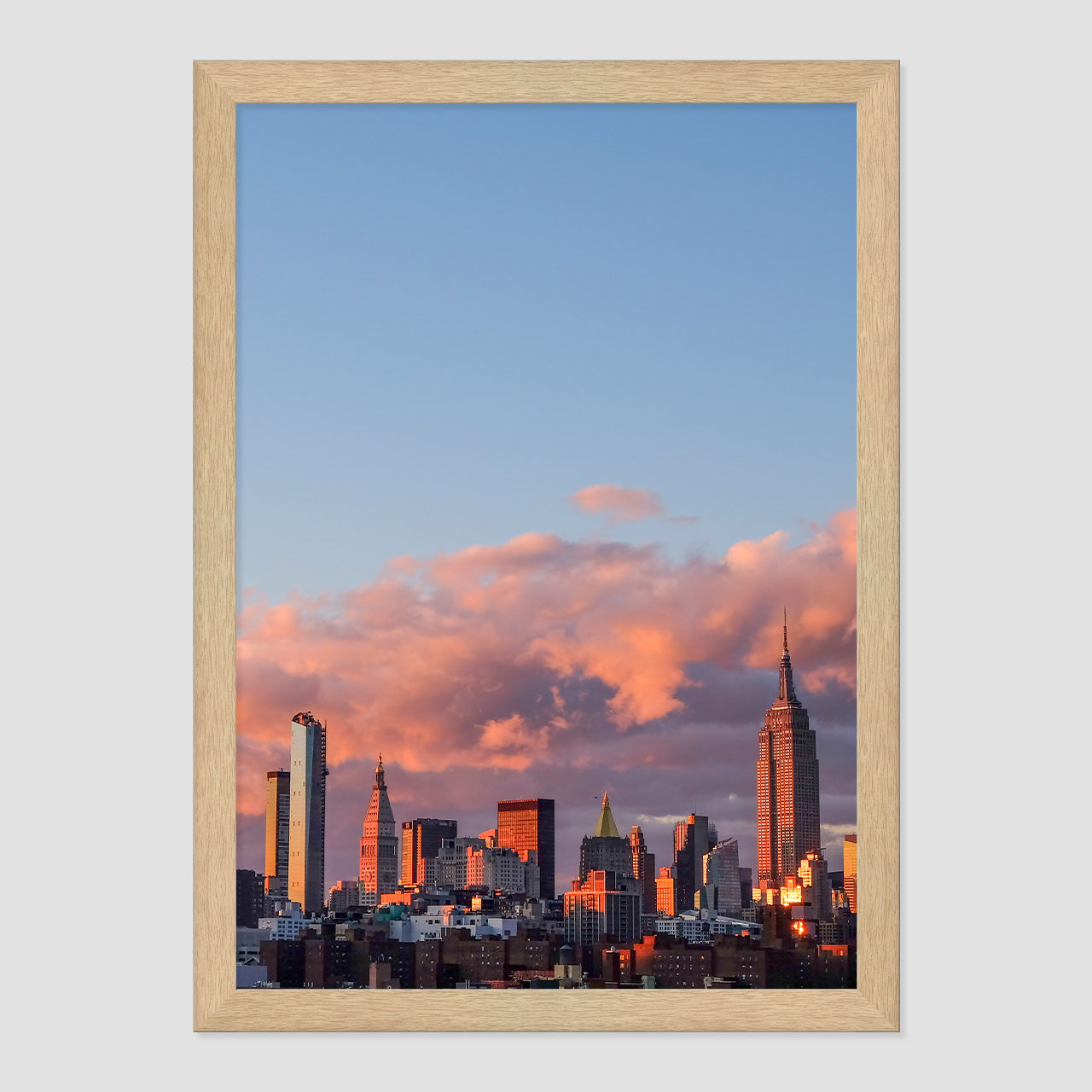 NYC Sunset Photo Print A3 White Frame