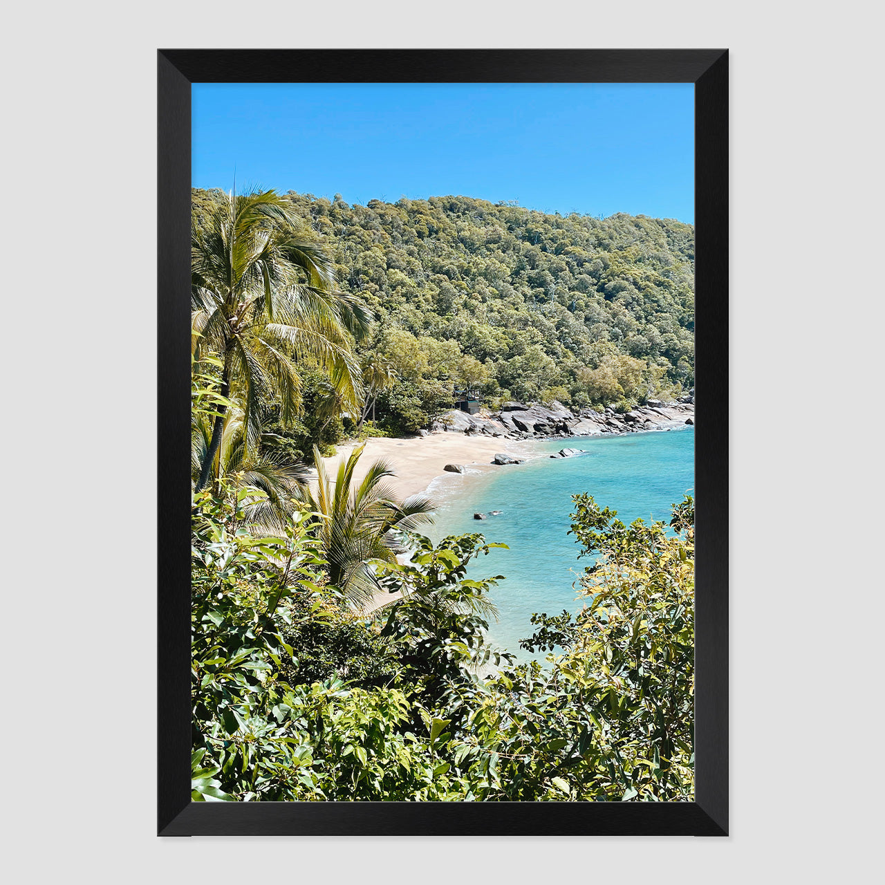 Private Island Photo Print A1 Natural Timber Frame