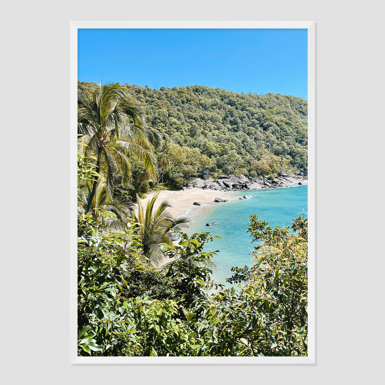 Private Island Photo Print A3 Natural Timber Frame