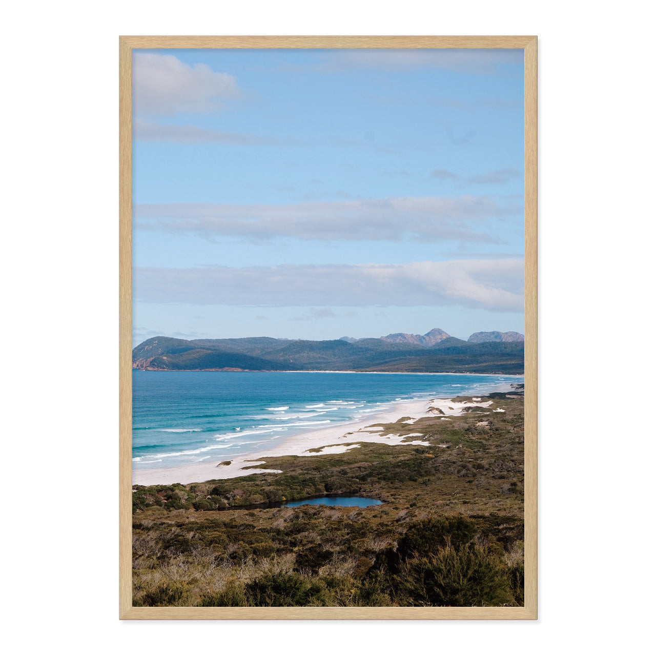 Tasmanian Coastline Photo Print A2 White Frame in arch home decor