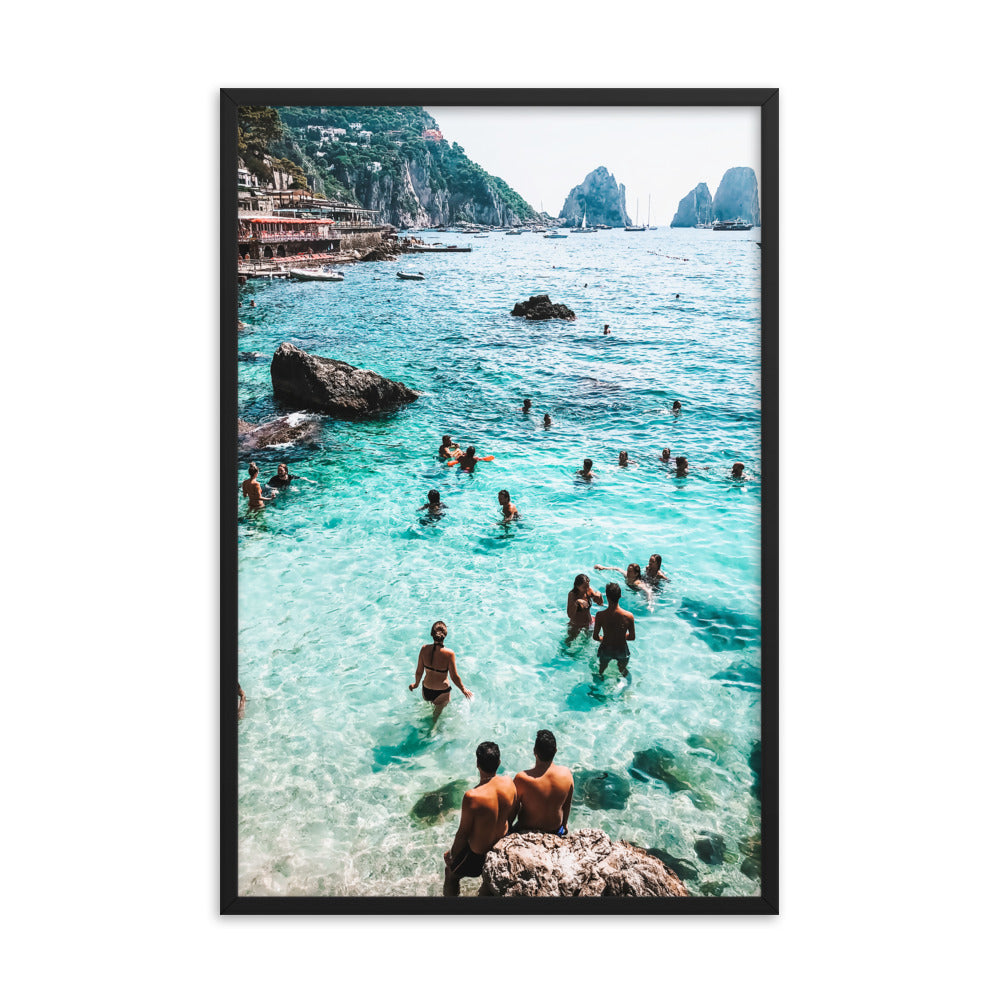 Capri Swimmers Photo Print A1 Black Frame