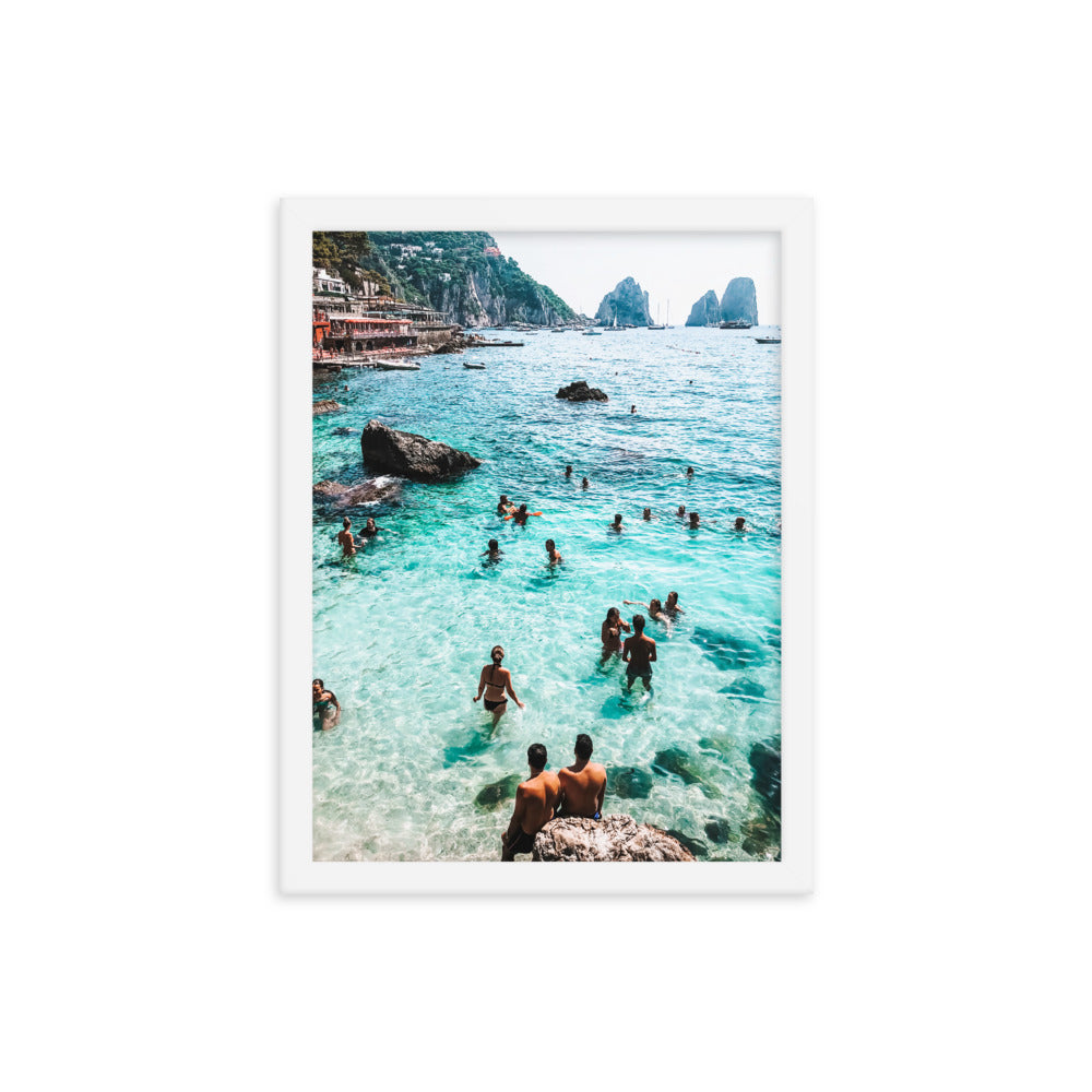 Capri Swimmers Photo Print A3 White Frame