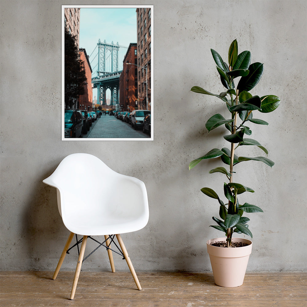 Brooklyn Vibes Photo Print A1 White Frame with plant and chair