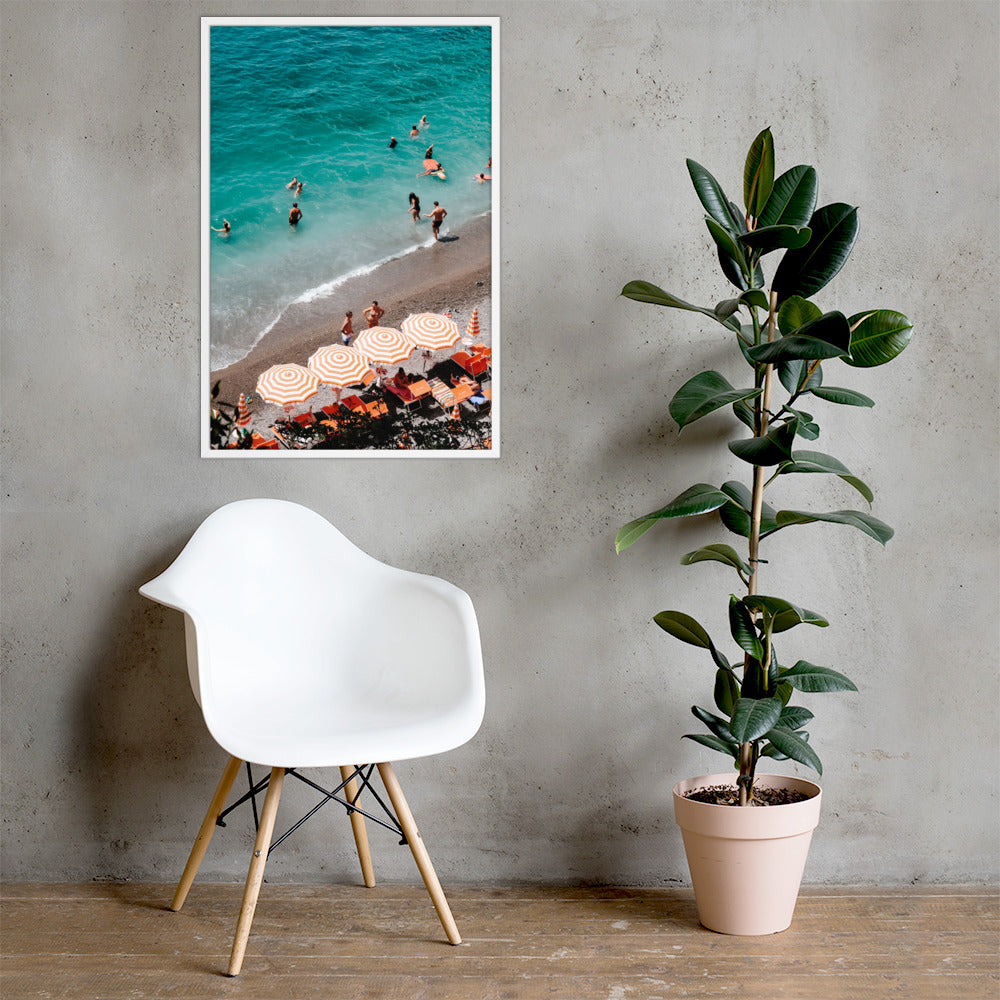 Beach Club Dips Photo Print A1 White Frame with plant and chair