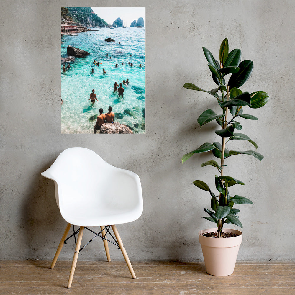 Capri Swimmers Photo Print A1 Unframed with plant and chair