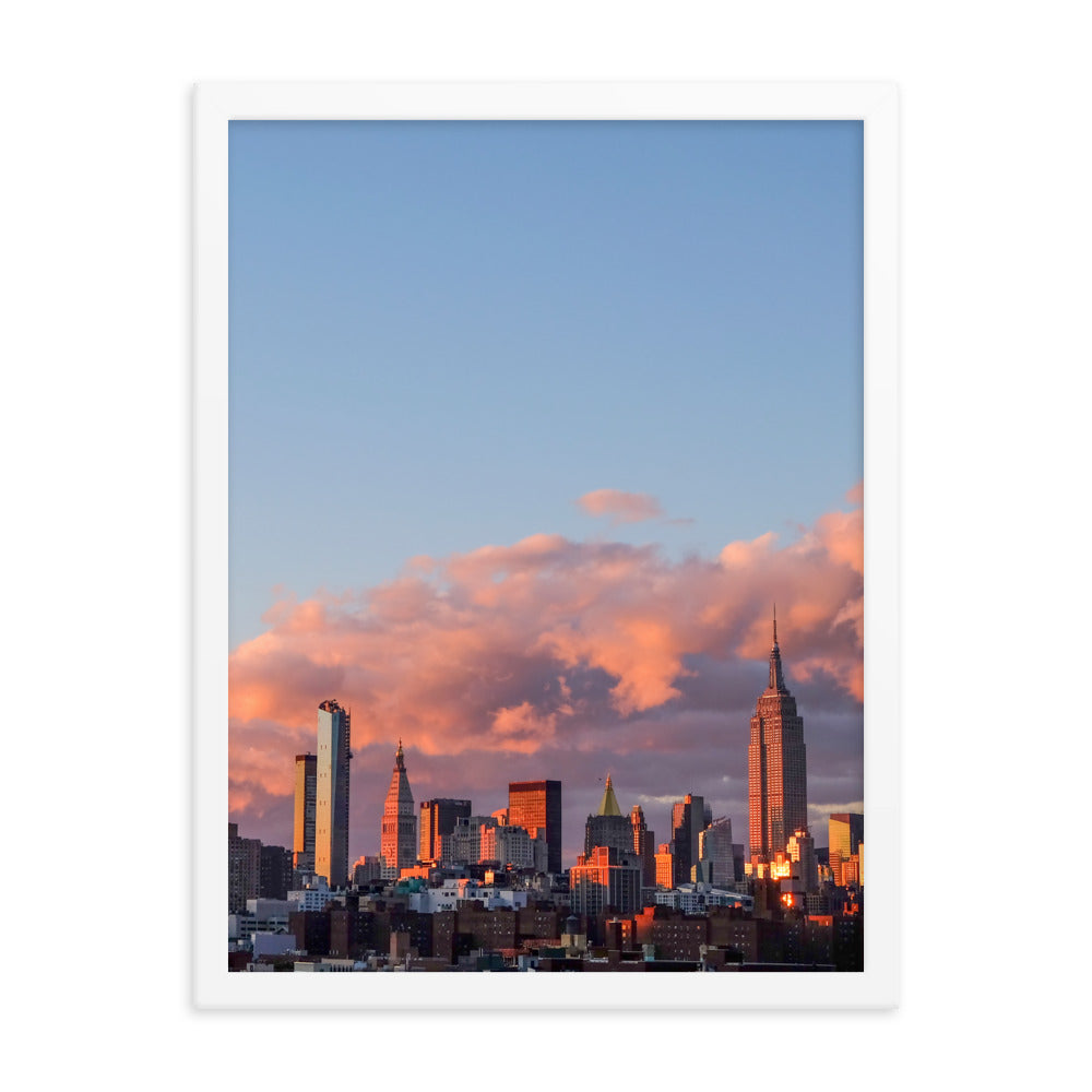 NYC Sunset Photo Print A1 Black Frame
